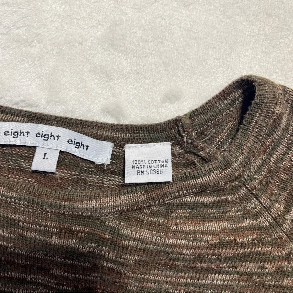 EIGHT EIGHT EIGHT Womens Sweater Brown/Neutrals Pullover Curved Hemline Size L